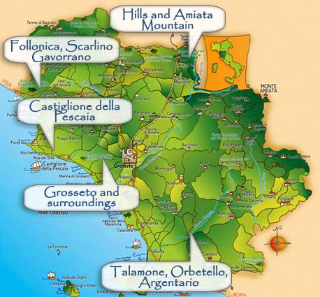 Map of Geographical Areas in Maremma Toscana